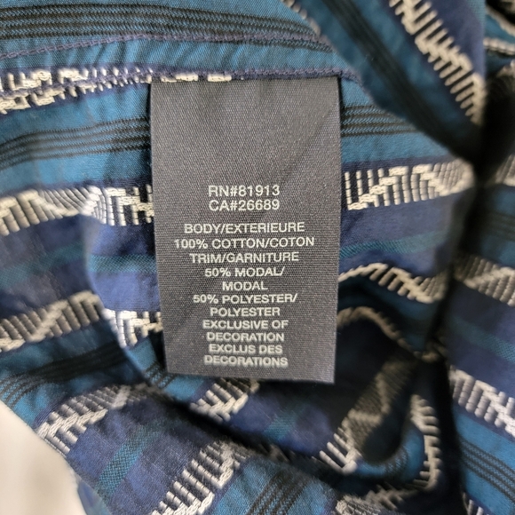 Robert Graham Flip Cuff Shirt Blue Striped Button Guitars Rock & Roll Mens Large - Picture 11 of 14